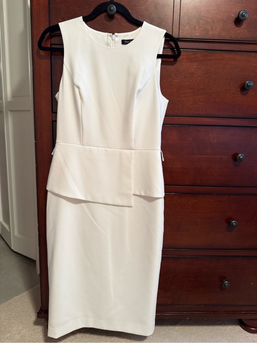 White House Black Market White Sleeveless Peplum Sheath Dress